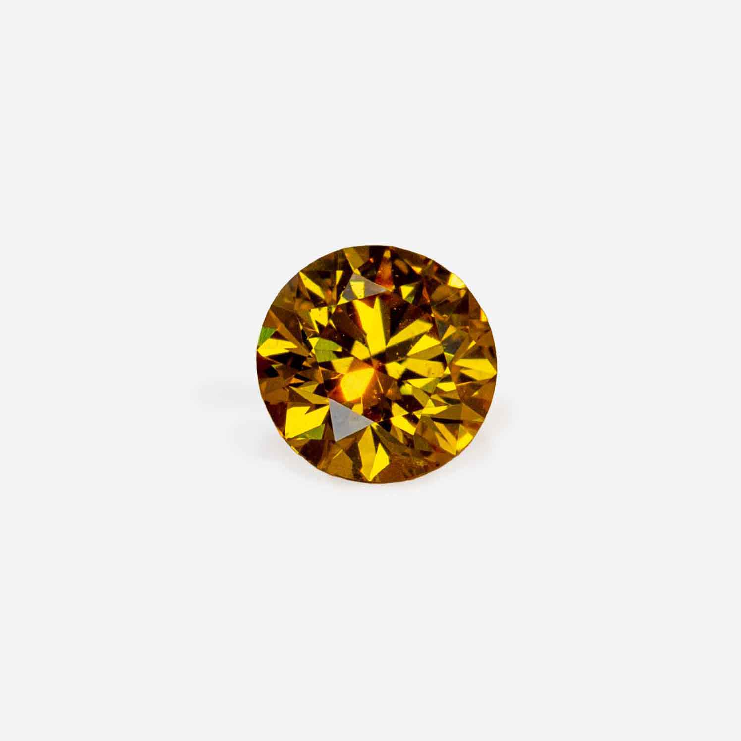 0.37 Ct Fancy Vivid Orangy Yellow Round Brilliant Natural Diamond