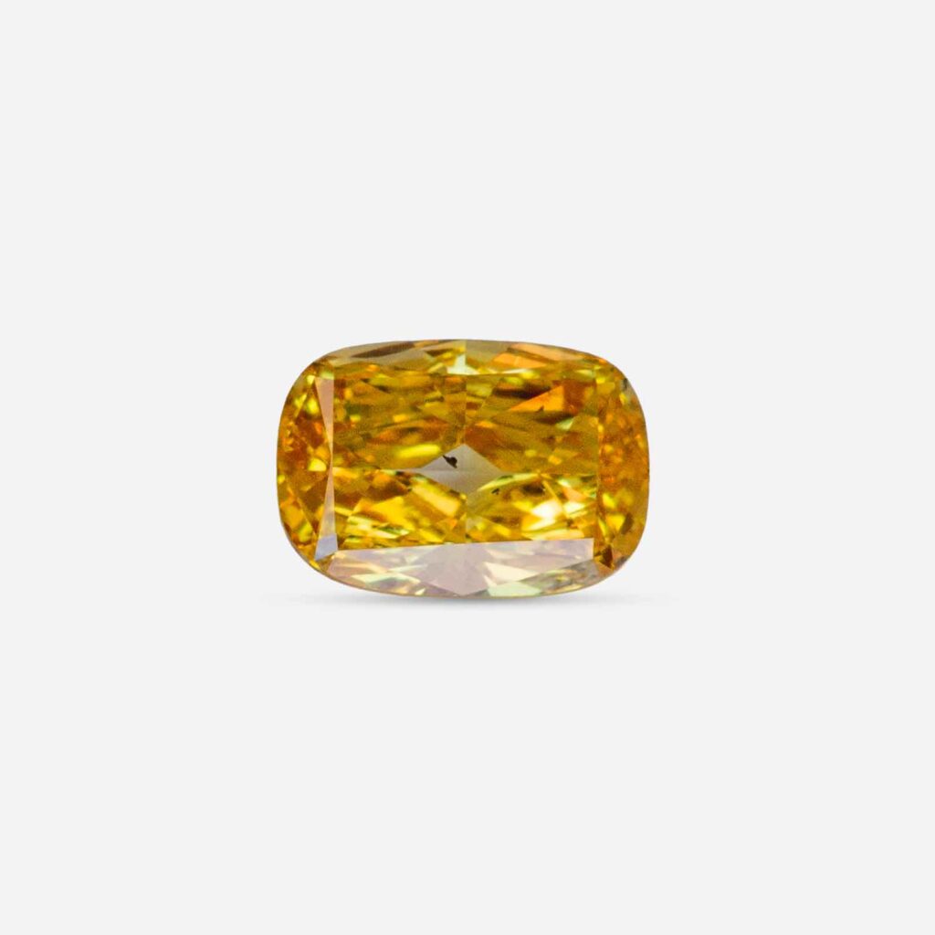 0.52 Ct Fancy Vivid Orangy Yellow Cushion Modified Brilliant Natural Diamond