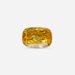 0.52 Ct Fancy Vivid Orangy Yellow Cushion Modified Brilliant Natural Diamond on Gray Background