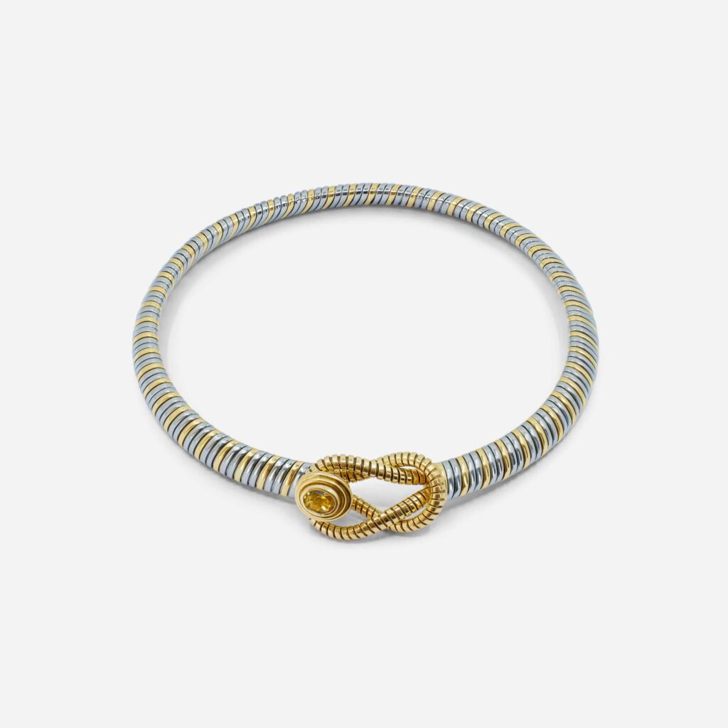 Cartier Hercules Knot Necklace in 18K Gold & Steel with Oval Citrine