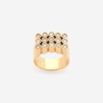 18K Yellow Gold Tubular Band Ring with Brilliant-Cut Diamonds - thumb picture 2
