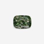 2.16 Ct Fancy Grayish Green Cushion Modified Brilliant Natural Diamond On Gray Background