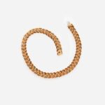 Poiray "Tresse" Three-Tone Gold and Diamond Necklace on Gray Background Back View