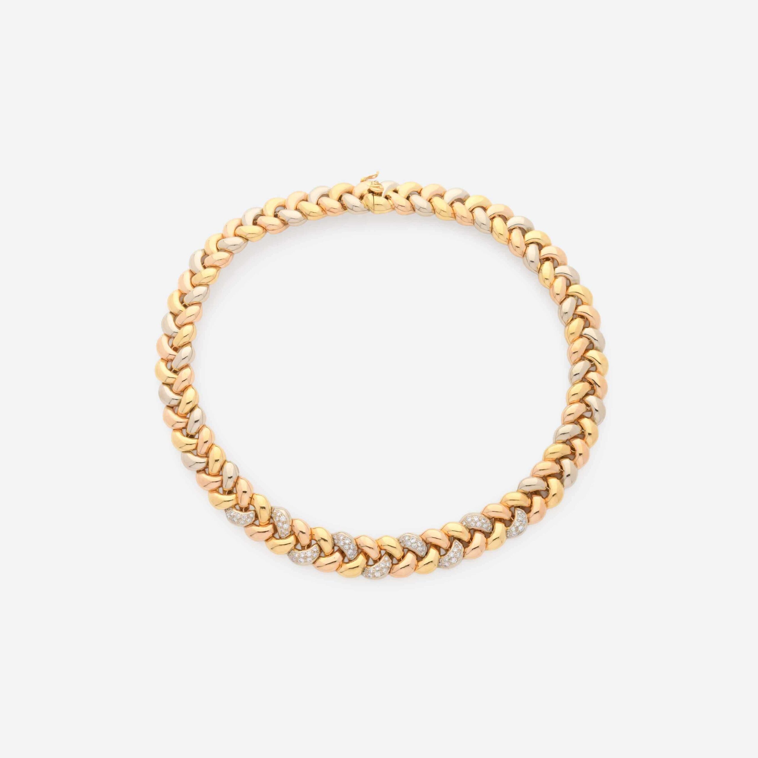 Poiray “Tresse” Three-Tone Gold and Diamond Necklace