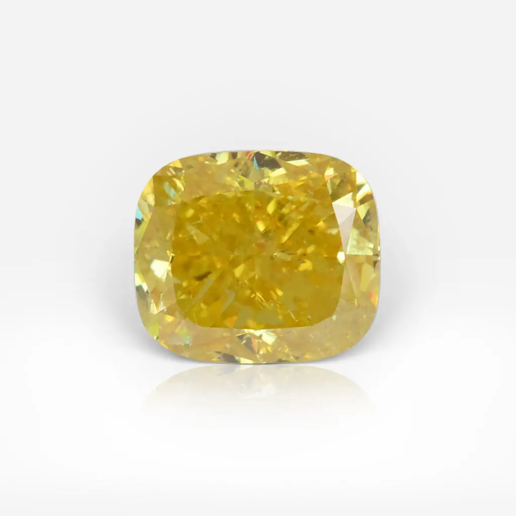 2.20 carat Fancy Vivid Yellow I2 Cushion Shape Diamond GIA