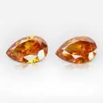 0.22 and 0.25 carat Pair of Fancy Deep Yellowish Orange SI2 Pear Shape Diamond GIA - thumb picture 1