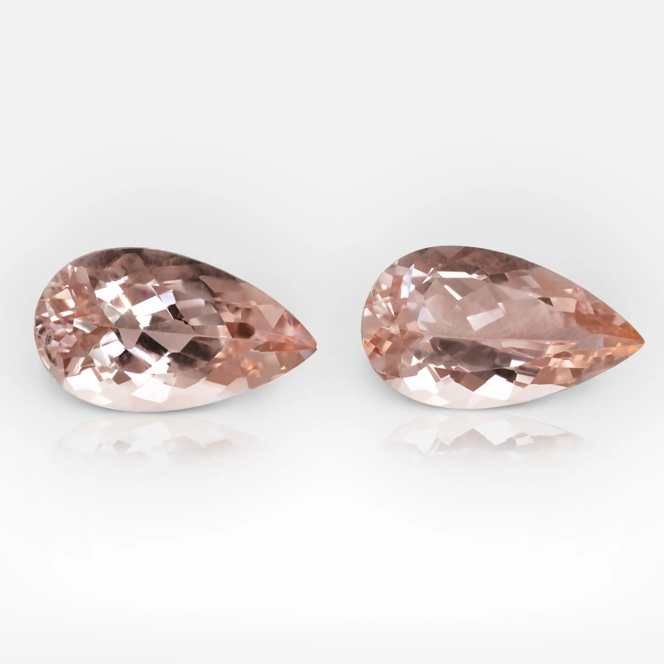 10.54 carat Pair of Pear Shape Peach Pink Brazilian Morganite - picture 1