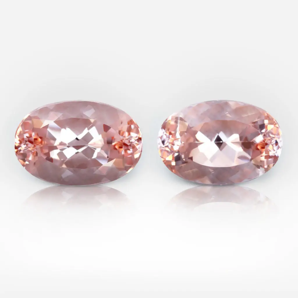 13.71 carat Pair of Oval Shape Pink Peach Brazilian Morganite