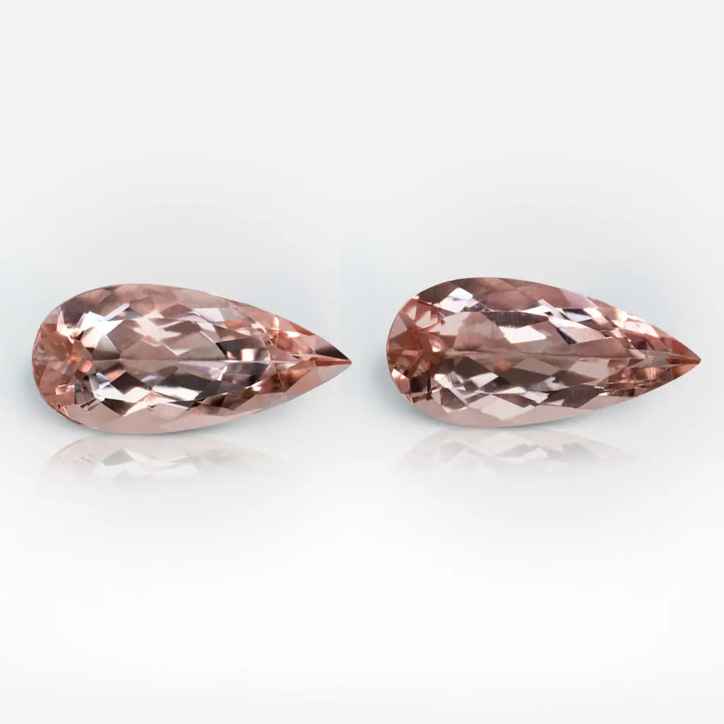 13.72 carat Pair of Pear Shape Pink Peach Brazilian Morganite - picture 1