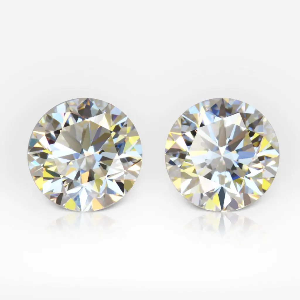 1.0 and 1.01 carat Pair J VVS2 Round Shape Diamonds GIA