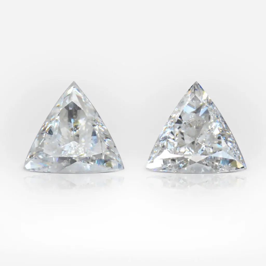 0.72 and 0.73 carat Pair of F VS Triangle Shape Diamonds