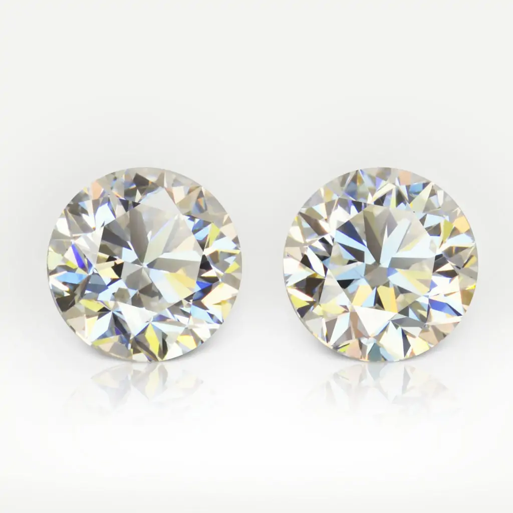 1.04 and 1.01 carat Pair of H VS2 Round Shape Diamonds GIA