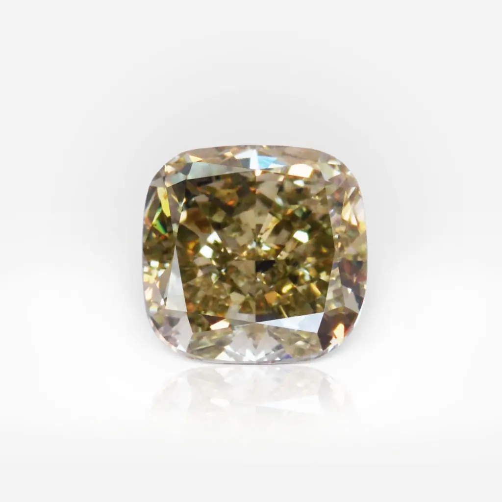 0.91 carat Fancy Grayish Yellowish Green SI1 Cushion Shape Diamond GIA