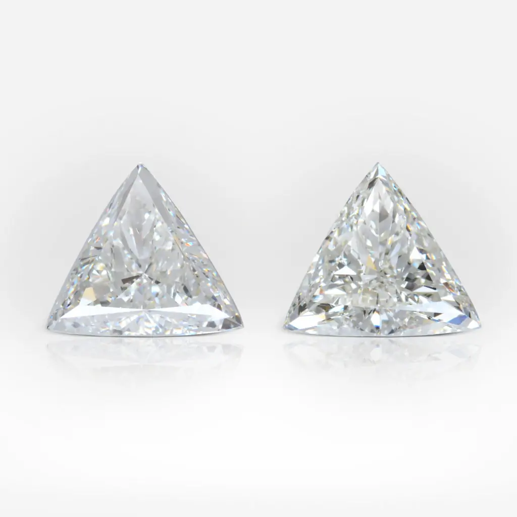3.07 and 3.25 carat Pair of  J/H SI1 Triangle Shape Dimonds GIA