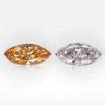 0.31 and 0.29 carat Pair of Fancy Intense Orange Yellow / Fancy Light Pink VS2 Marquis Shape Diamonds GIA - thumb picture 1
