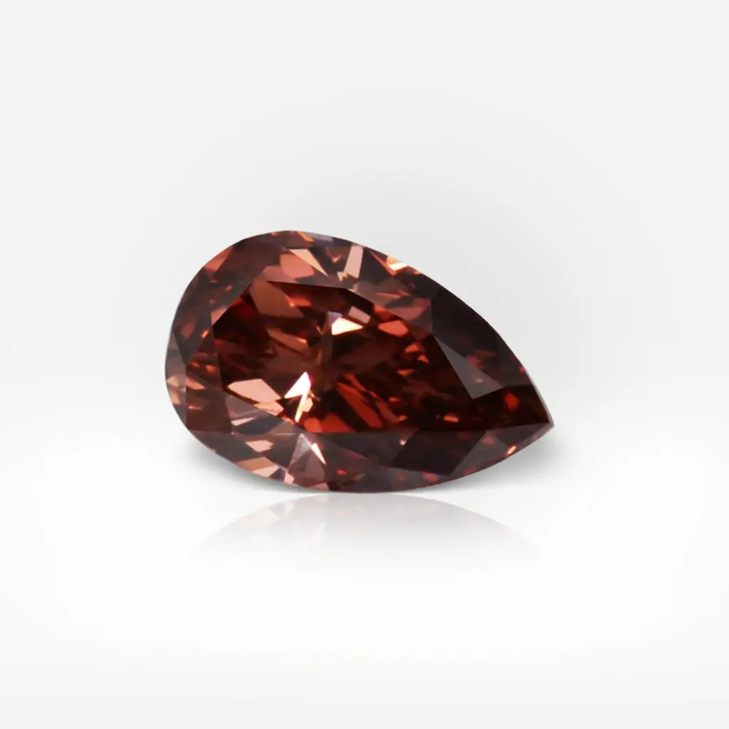 0.14 carat Fancy Deep Orangy Pink Pear Shape Diamond GIA