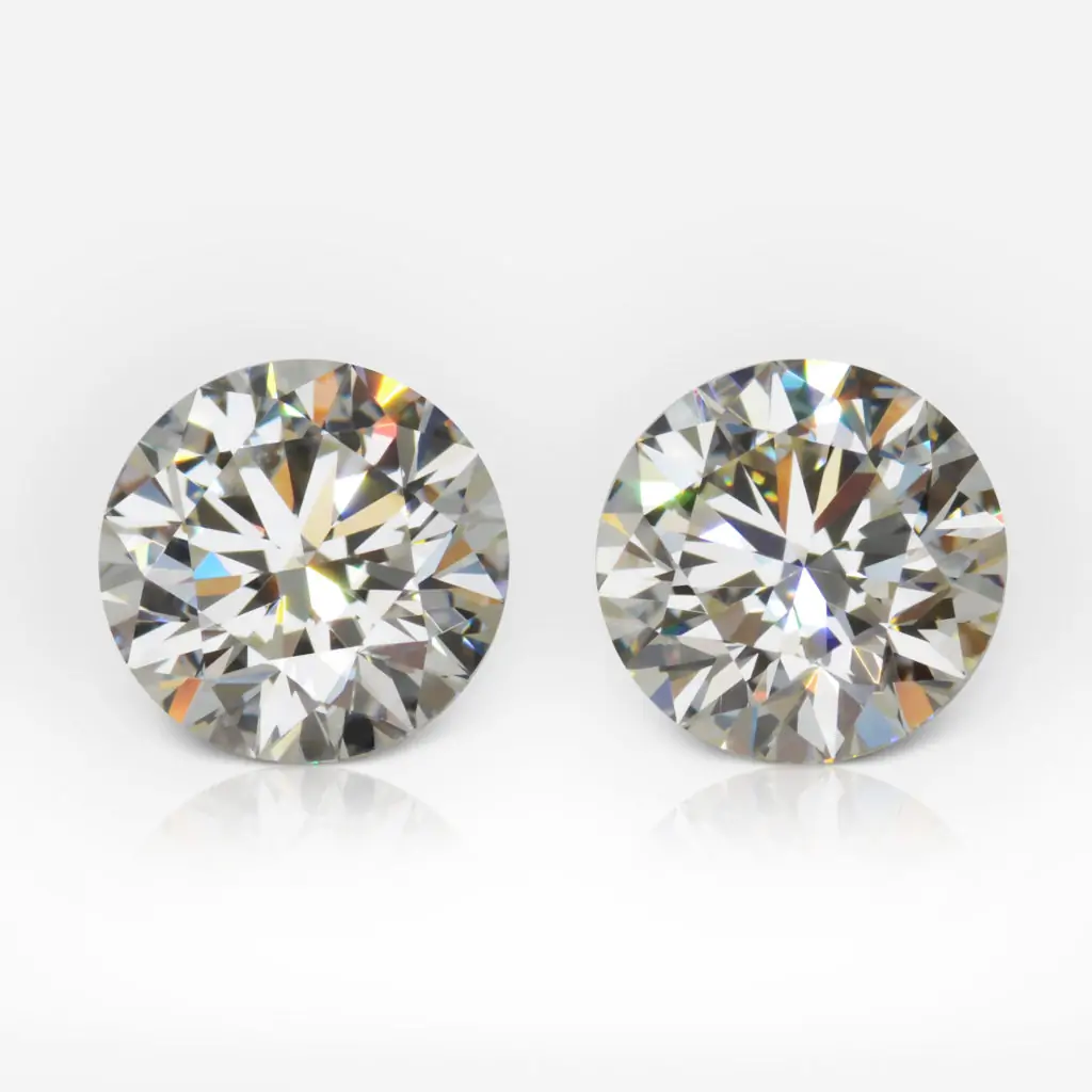 2.50 and 2.52 carat Pair of I / J VS1 / VVS2 Round Shape Diamonds HRD
