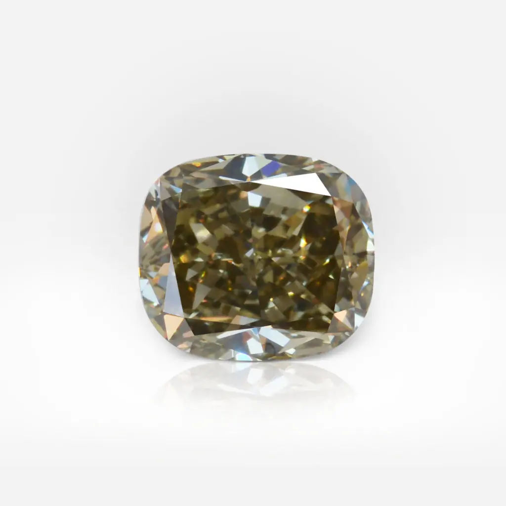0.95 carat Fancy Dark Gray-Greenish Yellow VVS2 Cushion Shape Diamond GIA