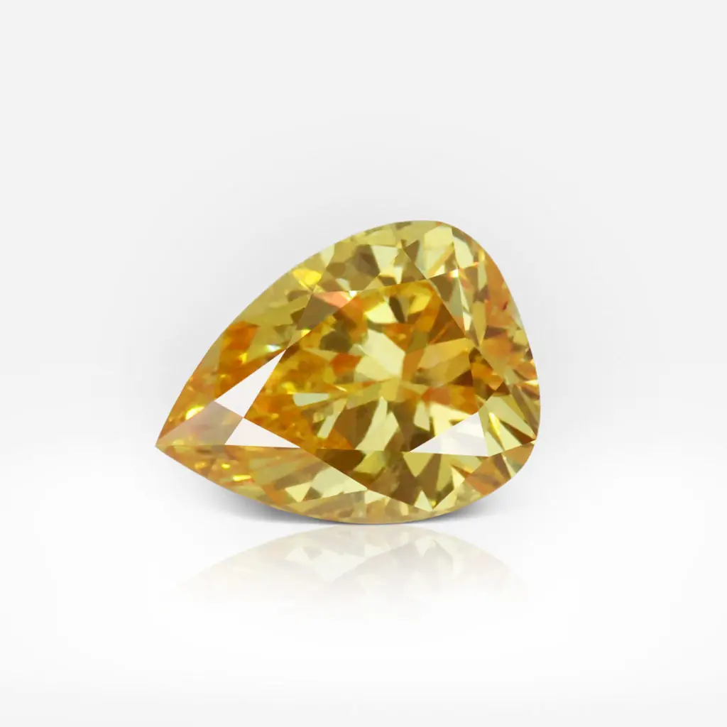 0.14 carat Fancy Intense Orange Yellow Pear Shape Diamond GIA