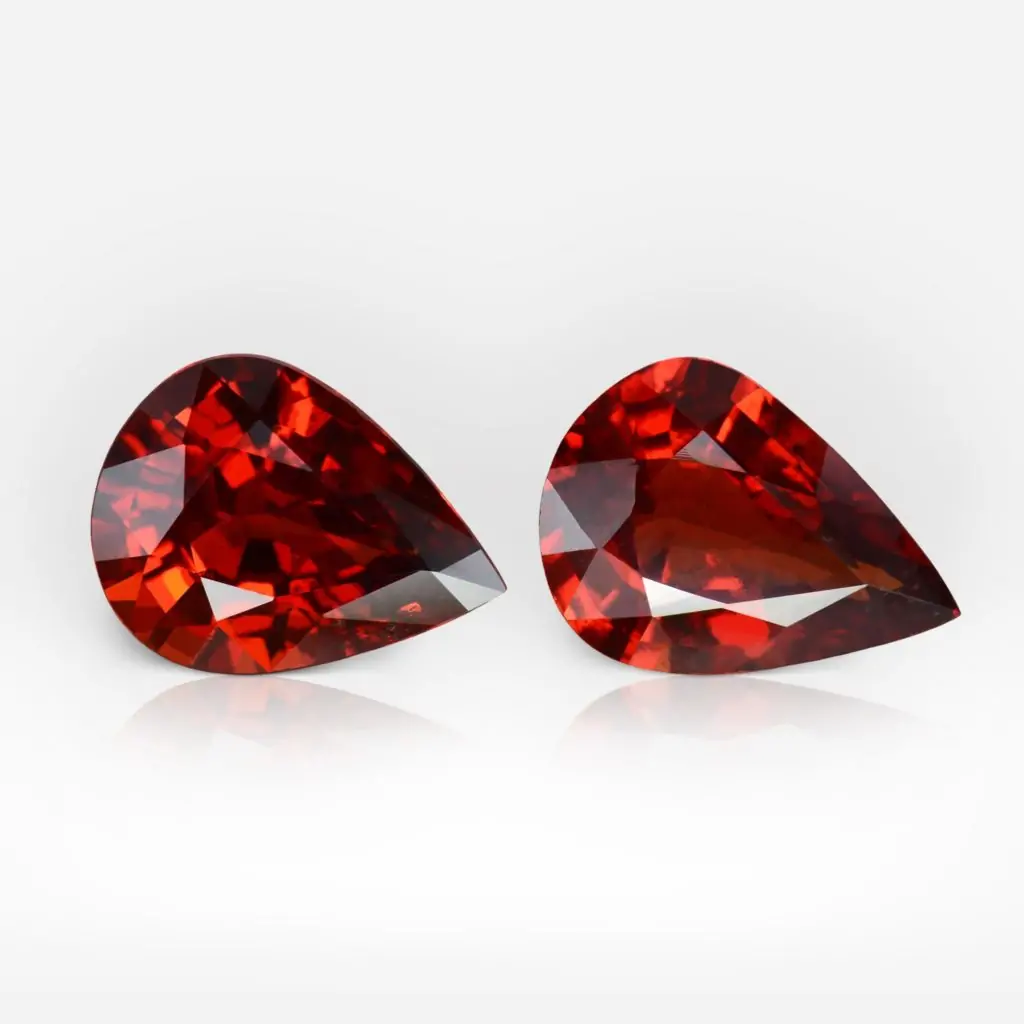 Pair of 5.15 carat Pear Shape Vivid Red Madagascar Ruby
