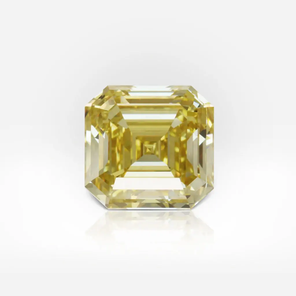 4.05 carat Fancy Vivid Yellow VS2 Square Emerald Shape Diamond GIA