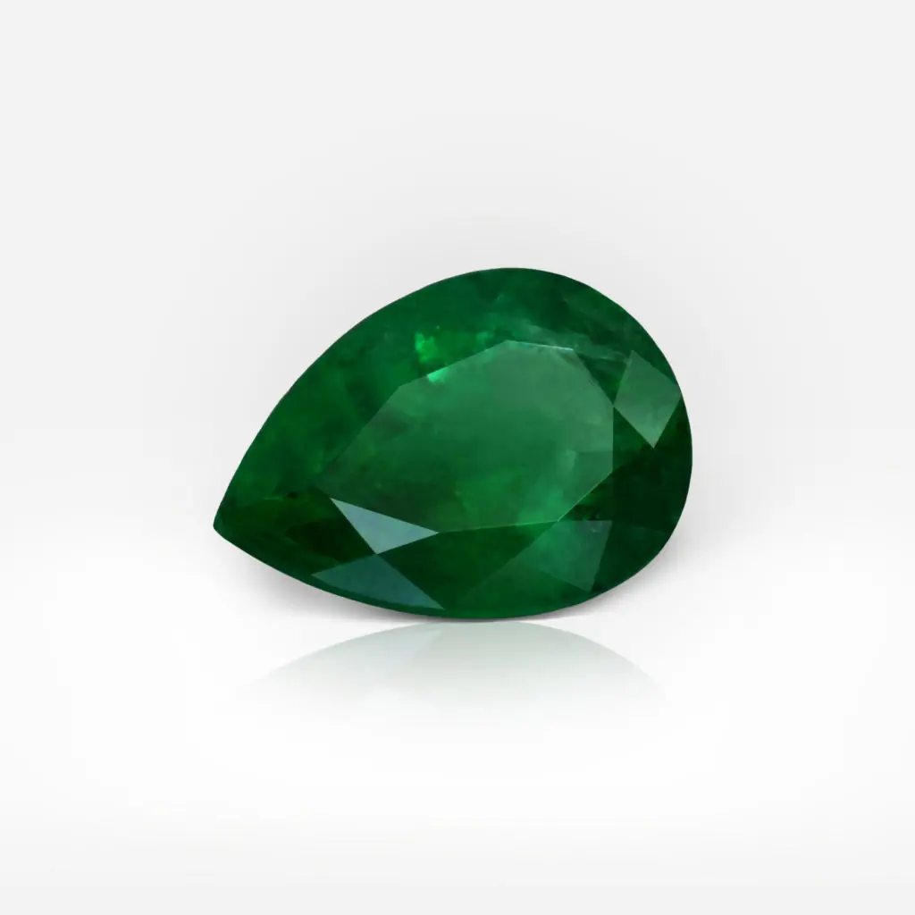 1.54 carat Pear Shape Intense Green Emerald
