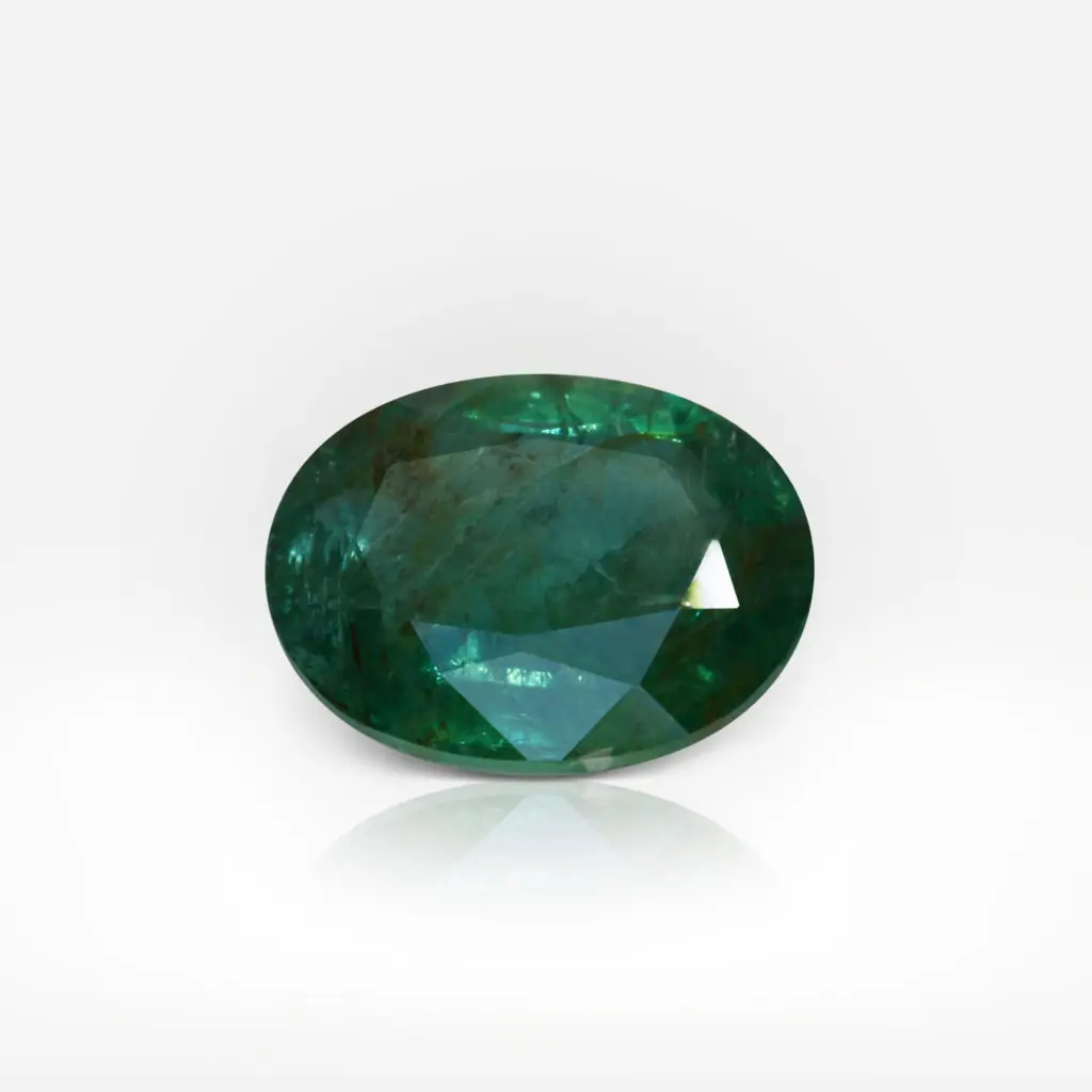 3.38 carat Oval Shape Intense Deep Grey Green Emerald