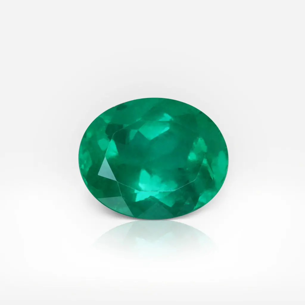 4.17 carat Oval Shape Intense Green Emerald