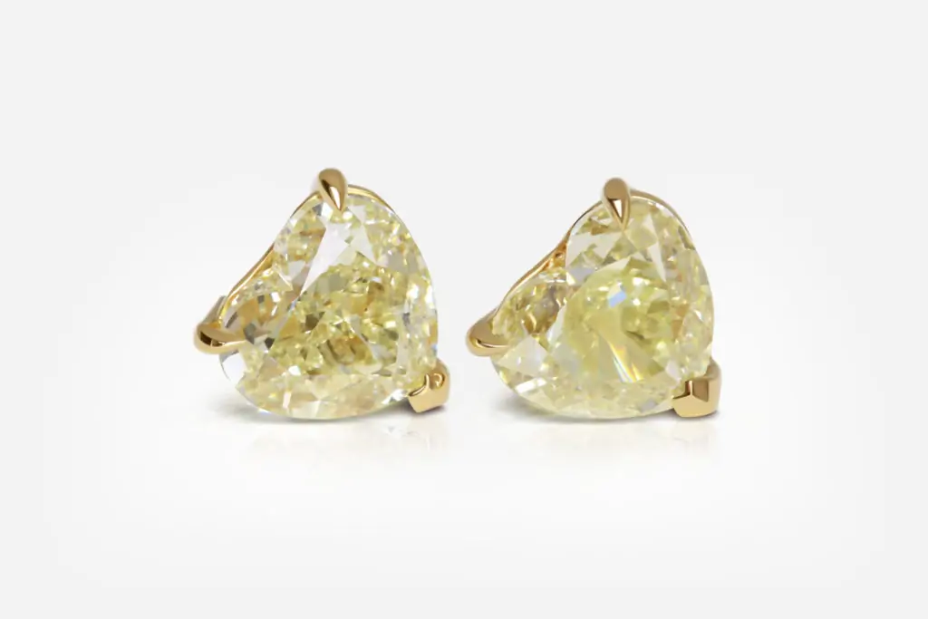 2.23 and 2.01 carat  Studs Pair W-X VS1/SI1 Heart Shape Diamonds