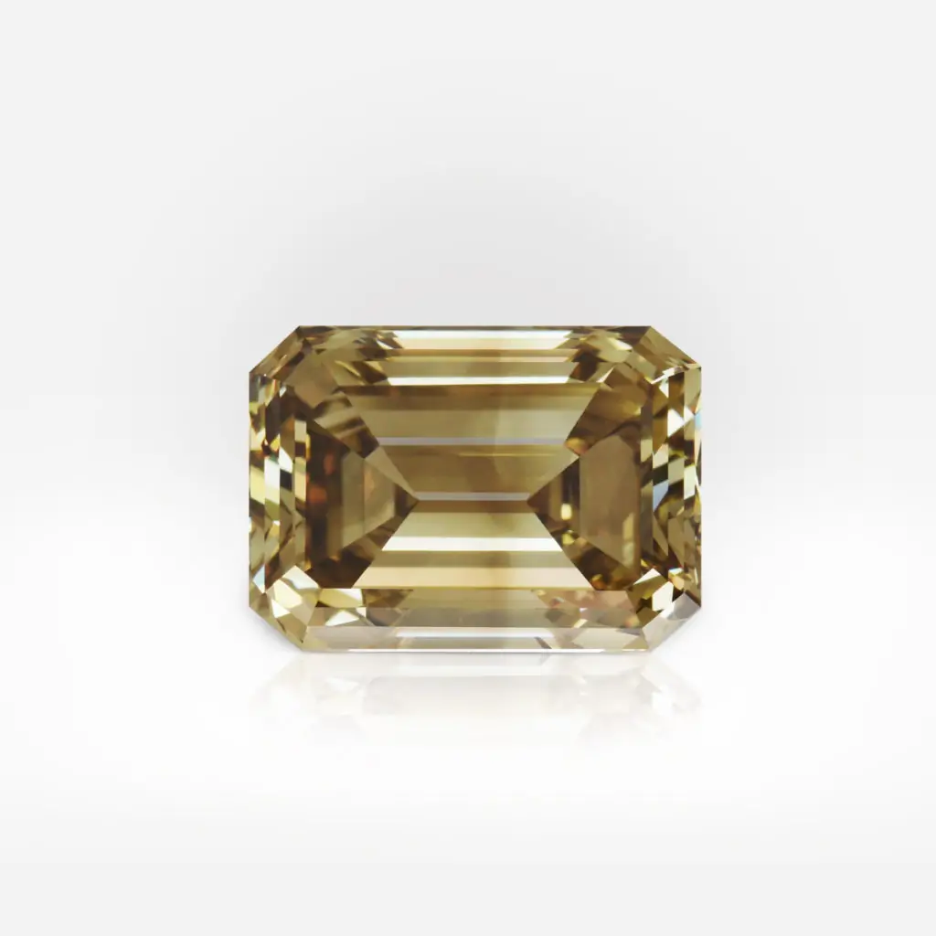 10.07 carat Fancy Deep Brownish Greenish Yellow VS1 Emerald Shape Diamond GIA