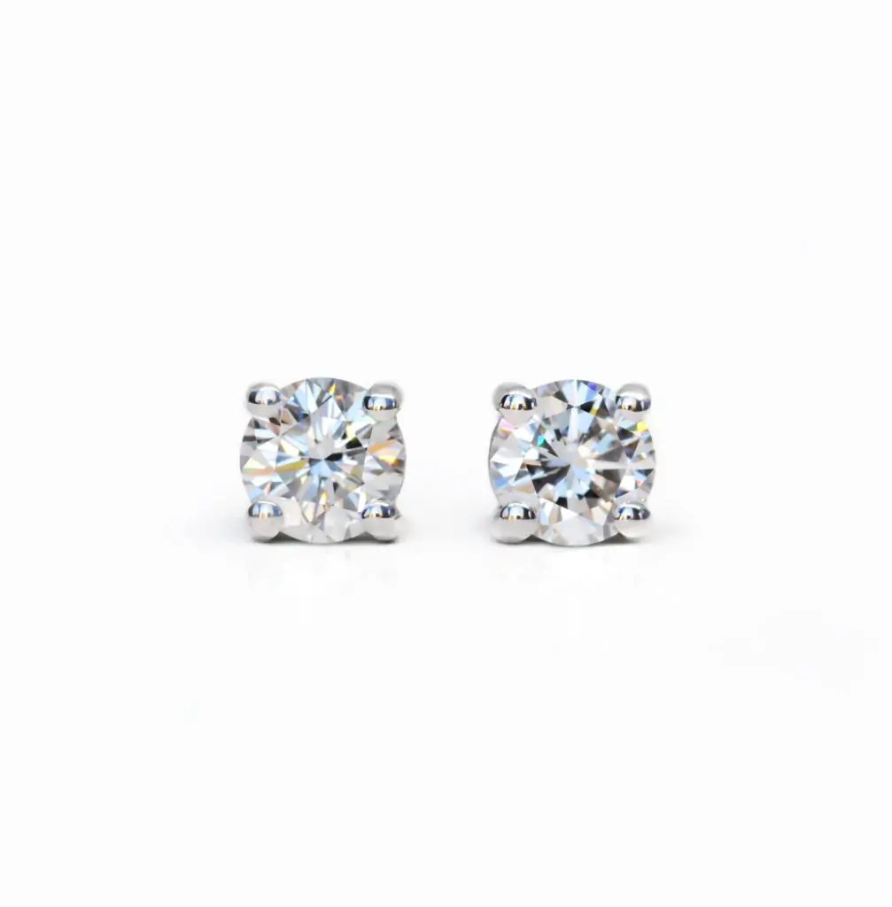 1.0 and 1.01 carat Studs Pair I SI1 Round Shape Diamonds GIA