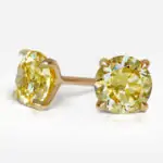1.01 and 1.13 carat Pair of Fancy Intense Yellow VS1 / VS2 Round Shape Diamonds studs GIA - picture thumb 1