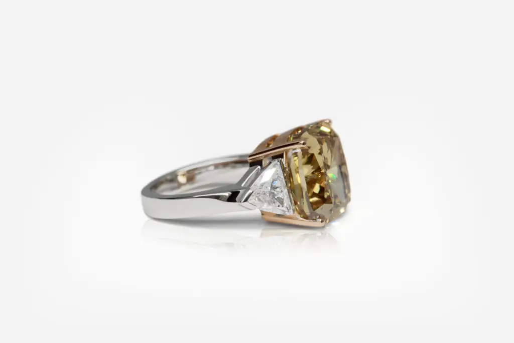 11.64 carat Fancy Dark Brown-Yellow SI1 Cushion Shape Diamond Ring GIA - picture 1