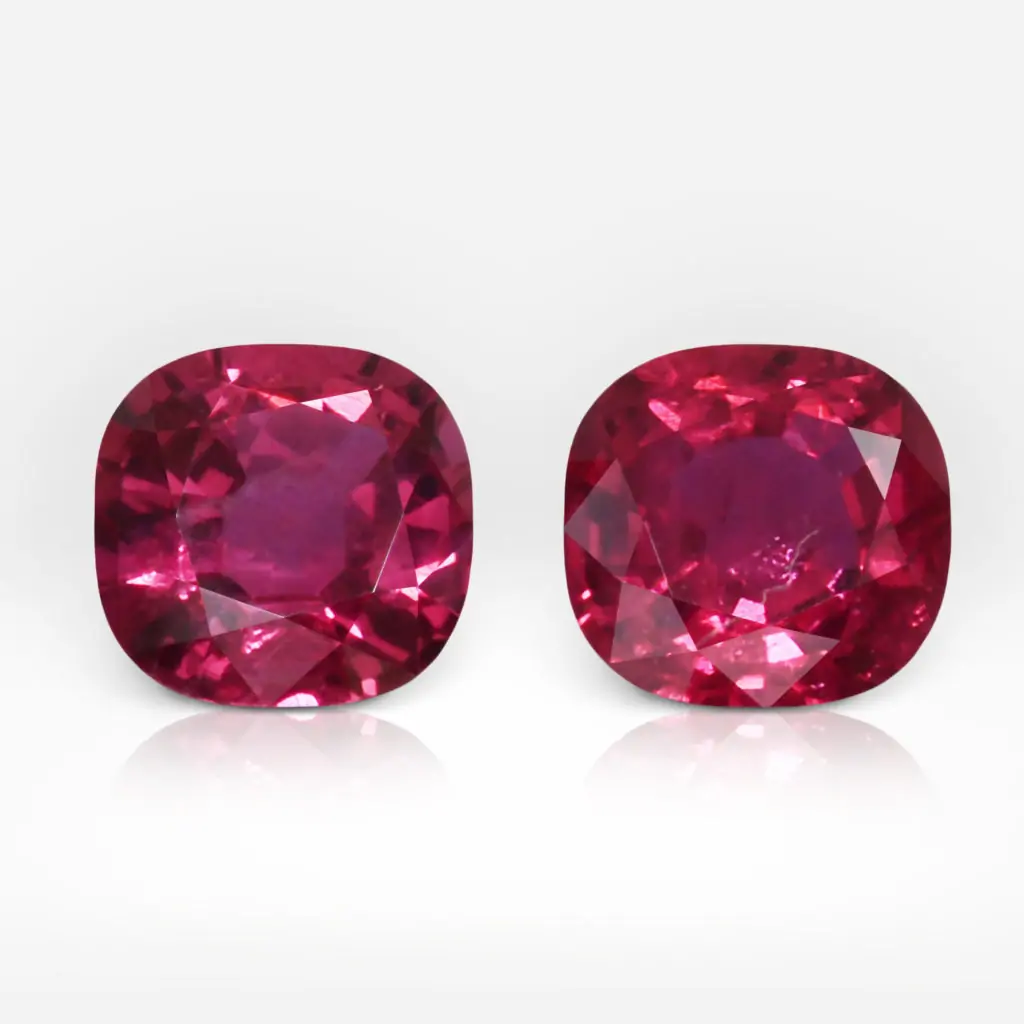 0.62 carat Cushion Shape Pair of Vivid Red Mozambique Ruby ALGT
