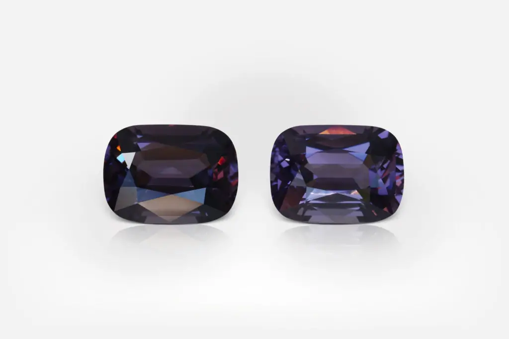 1.85 and 1.78 carat Pair of Cushion Shape Burmese Spinel