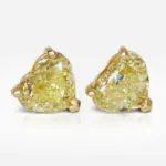2 ct each Fancy Intense Yellow Heart Shape Diamond Studs GIA - thumb picture 1