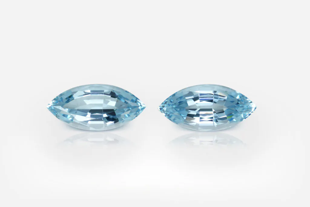 4.47 carat Pair of Marquise Shape Blue Brazilian Aquamarine
