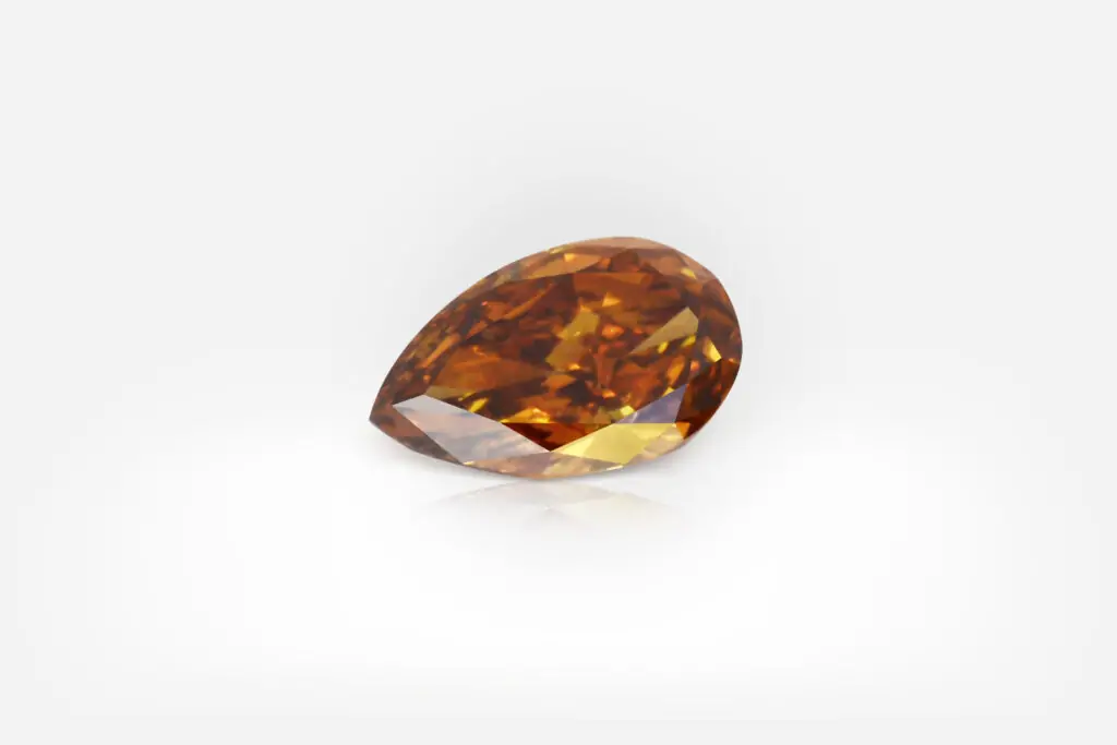 0.55 Carat Fancy Deep Brown-Orange SI2 Pear Shape Diamond GIA