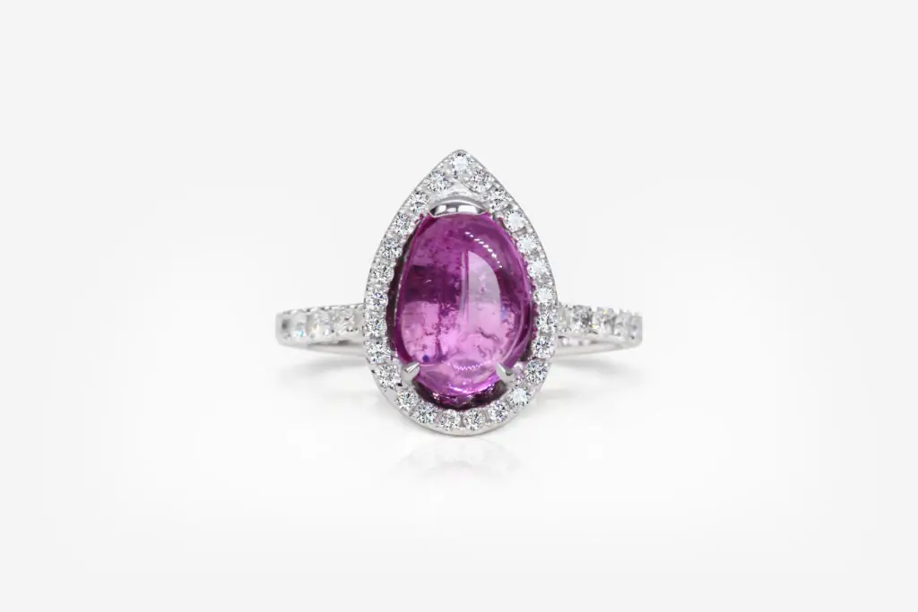 2.49 carat Intense Pink Plain Drop Sapphire Ring
