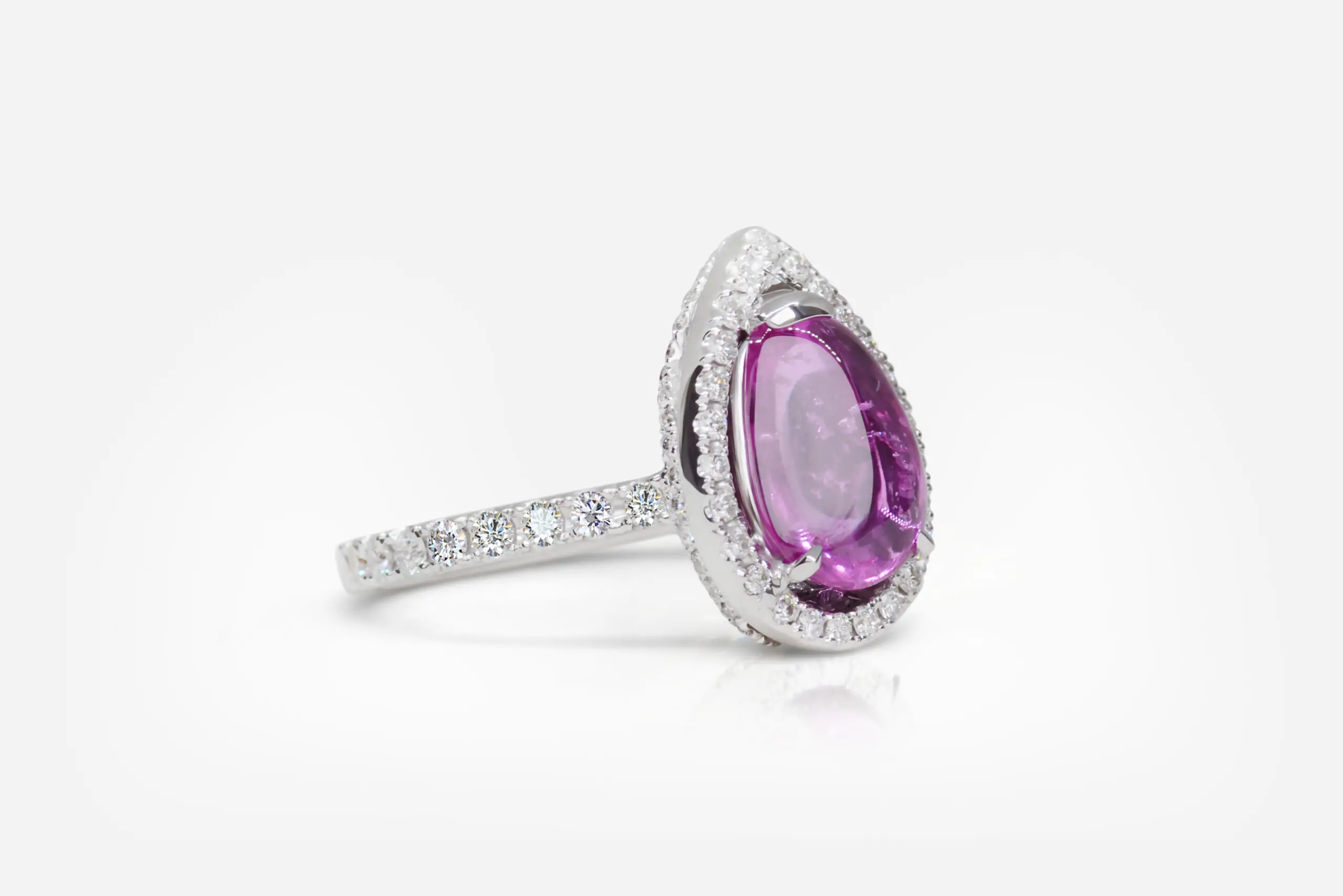 2.49 carat Intense Pink Plain Drop Sapphire Ring - thumb picture 1