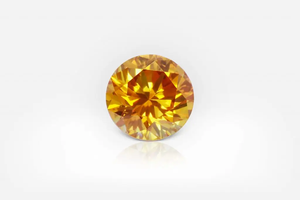 0.18 Carat Fancy Deep Yellow Orange Round Brilliant Shape Diamond GIA